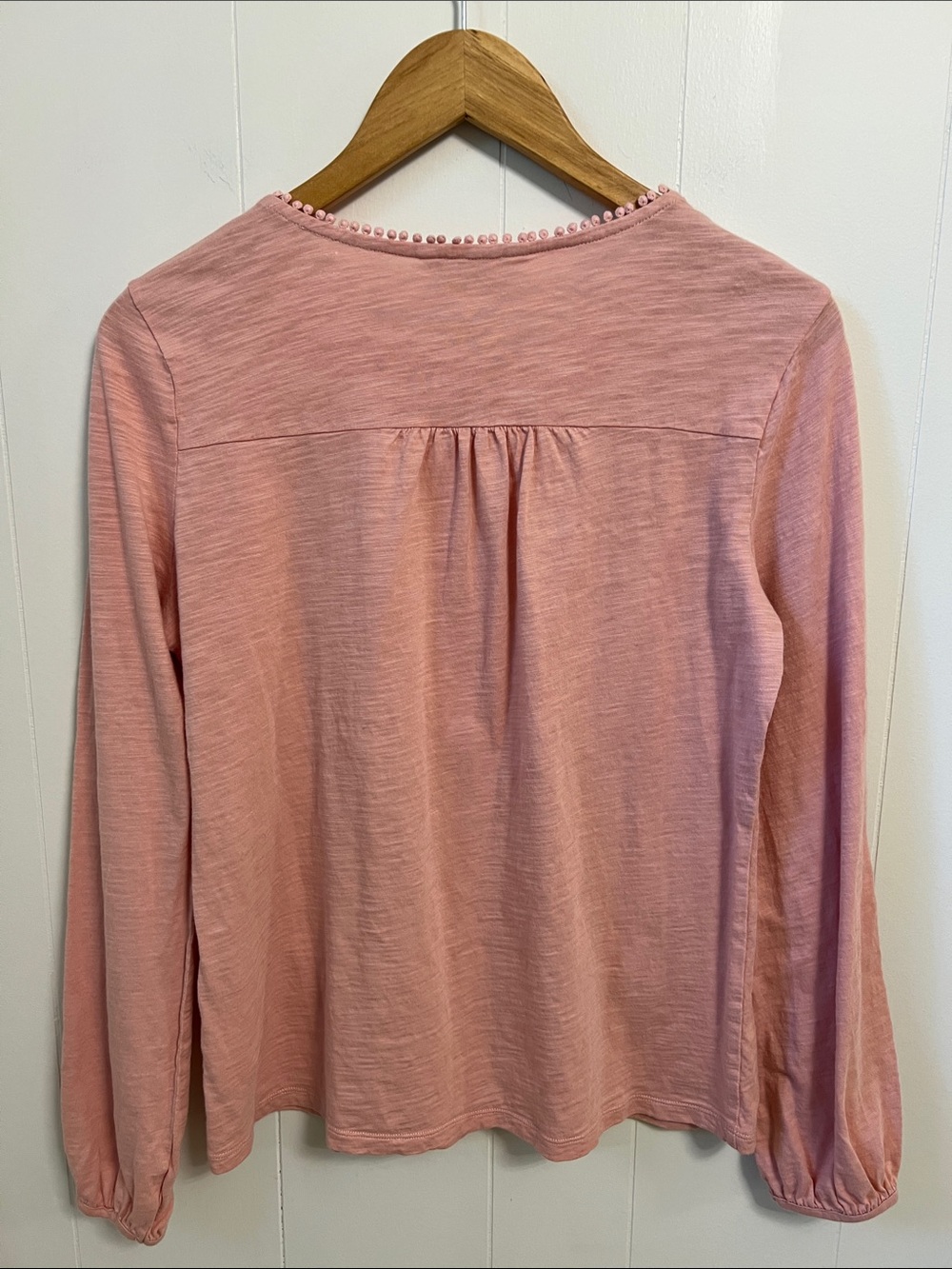 Boden Cleo Broderie Slub Jersey Top Pink Eyelet Cotton Lace Long Sleeve US 6R - Picture 6 of 14